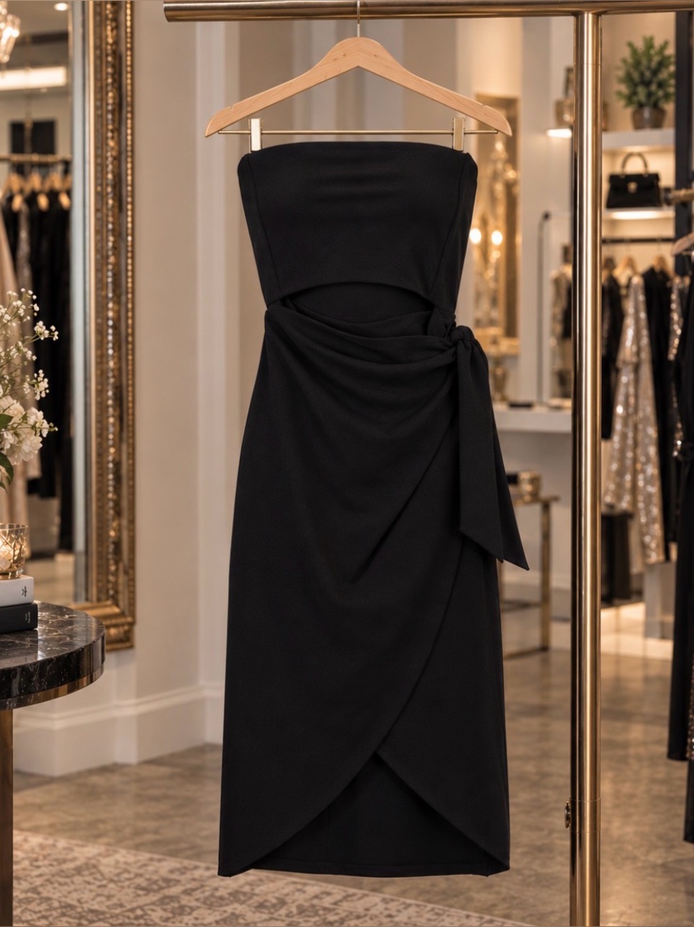 Express New w $78 Tags Little Black Strapless Cutout Dress Womens Medium